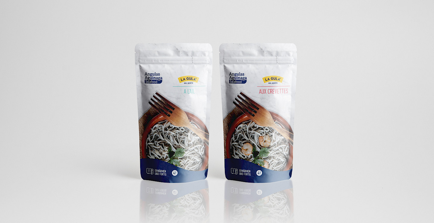 branding packaging aguinaga design seafood angulas move 